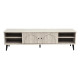 A luxurious wooden TV stand in a rich wood finish. This TV stand 