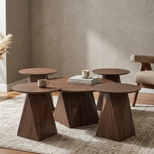 5-piece wooden coffee and hospitality table set