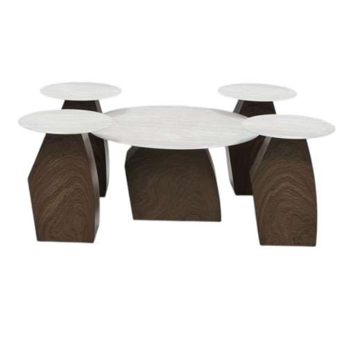 5-Piece Brown Coffee and Serving Table Set