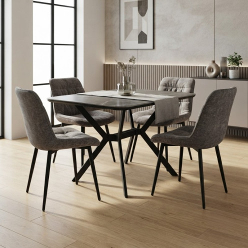Ceramic Dining Table and 4 Chairs Set in Various Colors