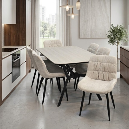 Ceramic Dining Table for 6 People with a Luxurious Ceramic Tabletop in Various Colors