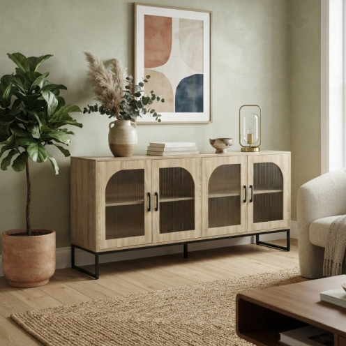 Buffet cabinet with ample storage in a luxurious wood finish