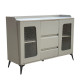 A stylish buffet cabinet with a luxurious ceramic top in a modern gray