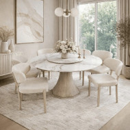 A luxurious round marble dining table for 6 seats