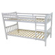 A fully secured wooden bunk bed with a built-in ladder. Dimensions: 90x190 cm. Available in various colors.