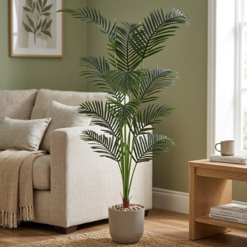 Luxury Artificial Beige Areca Tree with Tall Plastic Pot