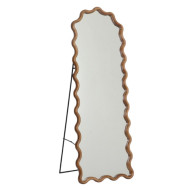 Elegant floor mirror with a luxurious wavy design.