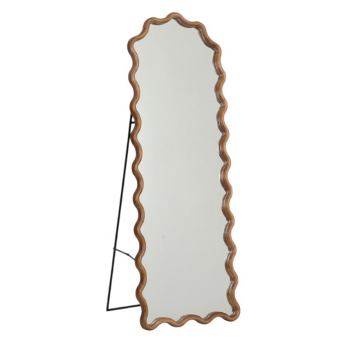 Elegant floor mirror with a luxurious wavy design.