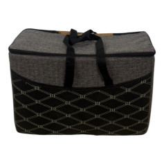 Large leather and fabric thermos bag for 3 thermoses