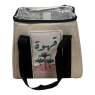 2 thermoses fabric bag with the phrase "Coffee" written on it
