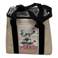 2 thermoses fabric bag with the phrase "Coffee" written on it