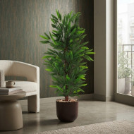 High-quality artificial bamboo leaf tree with a luxurious plastic pot.