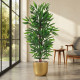 High-quality artificial bamboo leaf tree with a gold plastic pot