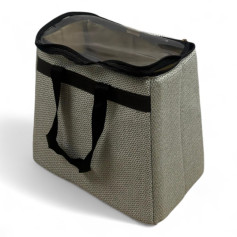 Grey thermos bag, 2 thermoses with transparent lids
