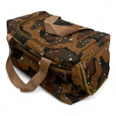 Large army brown travel bag with tools and external pockets
