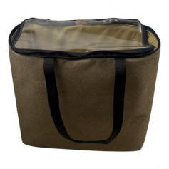 Thermos bag, 2 thermoses, transparent surface, golden brown color