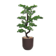 Artificial bonsai tree in a modern brown pot, 105 cm tall.