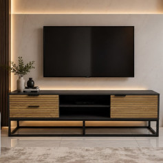 طاولة تلفزيون بتصميم عصري انيق بجودة عالية باللون البيج المقاس: 140 × 40 × 50 سم