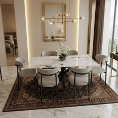 طاولة طعام سيراميك بكراسي فاخرة 6 + 1 بتصميم مميز وانيق 