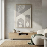 A modern abstract wall art piece, 120 x 80 cm, featuring a serene design that blends elegance with nature.