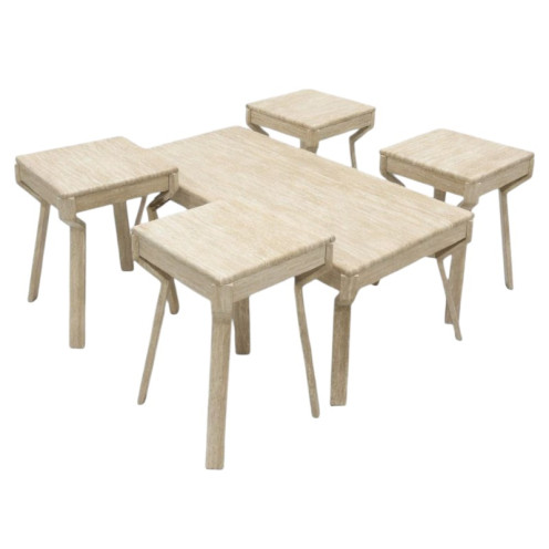  High-quality gray coffee table and four sidebe beige