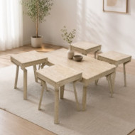  High-quality gray coffee table and four sidebe beige