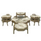 طقم طاولات خدمة خشبية بتصميم سداسي أنيق مع قطعة رئيسية مع 6 طاولات خدمة جانبية باللون البيج