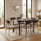 A stylish wooden dining table for 6 people, featuring a walnut brown design. 140cm