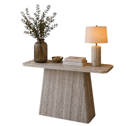 A stylish and high-quality entryway table in a luxurious color.