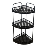3-Tier Black Iron Shampoo Rack with White Dots
