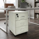 كومدينه خشبيه متحركة بـ 3 أدراج وقفل أمان ومقابض معدنية - أبيض 