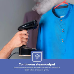 جيباس مكواة بخار محمولة للملابس - GGS25034 | جاهزة للاستخدام خلال 30 ثانية |مجهزة برأس من الستانلس ستيل وسعة 150 مل | أسود وذهبي -