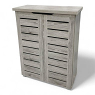 2-door, 5-shelf shoe cabinet in gray with ventilation holes