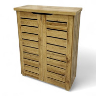 2-door, 5-shelf shoe cabinet in dark wood brown with ventilation holes