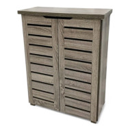 Brown 2-door 5-shelf shoe cabinet with ventilation holes