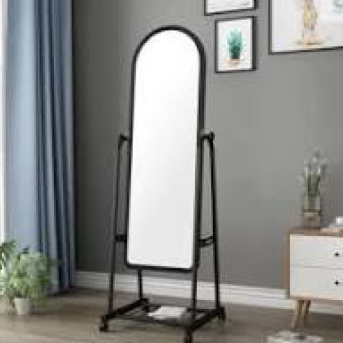 Full Length Mirror with Stand and Adjustable Wheels 152x33cm Black Full Length Mirror with Stand and Adjustable Wheels 152x33cm Black