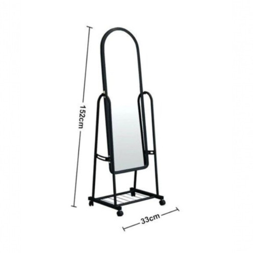 Full Length Mirror with Stand and Adjustable Wheels 152x33cm Black Full Length Mirror with Stand and Adjustable Wheels 152x33cm Black