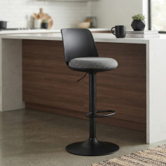 كرسي كاونتر مودرن أسود مريح بارتفاع قابل للضبط وقاعدة دائرية متينة