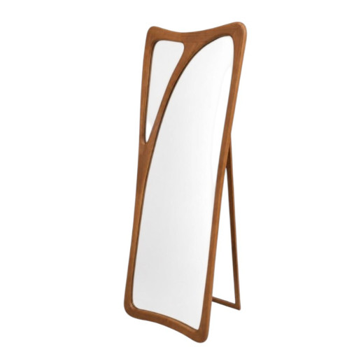 Modern stand mirrors with a curved wooden frame - available in several natural colors
