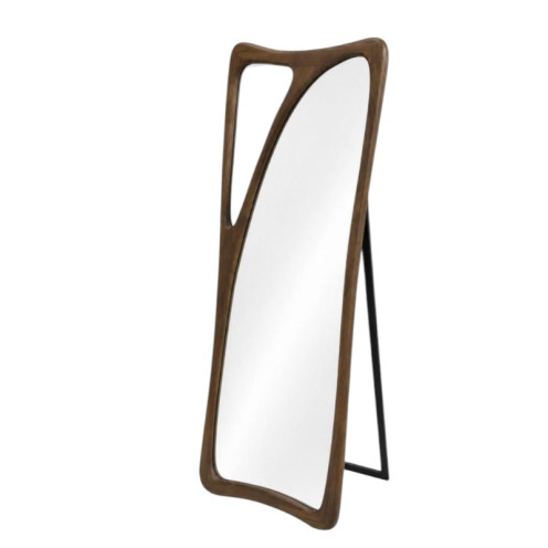 Modern stand mirrors with a curved wooden frame - available in several natural colors