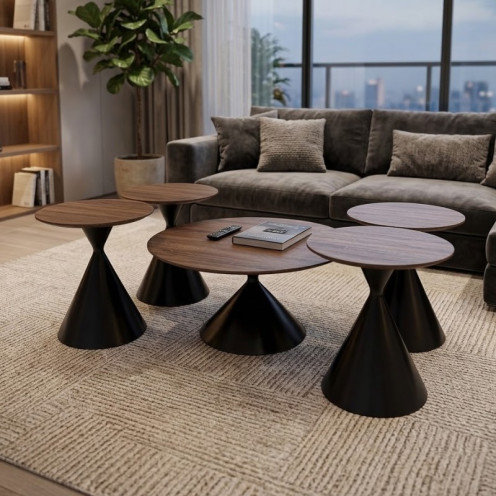 طقم طاولات ضيافة مودرن بتصميم مخروطي (5 قطع)