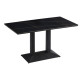 Modern Rectangular Dining Table with a Black Ceramic Top and Luxurious Marble Design, Featuring a Sturdy Metal Base
