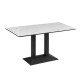 Modern Rectangular Dining Table with a White Ceramic Top and Elegant Marble Design