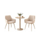 A modern relaxation set consisting of a round table and two elegant chairs.