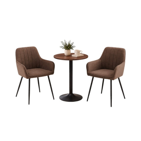 Modern Serving Set - Round Wooden Table with Two Elegant Chairs