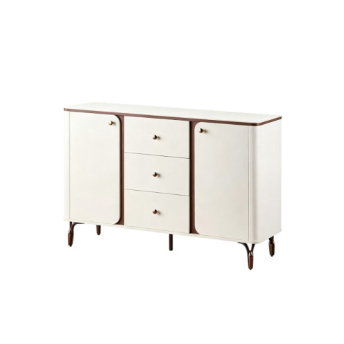 Modern Wooden Coffee Cabinet and Corner with a Contemporary Design, Side Doors, and Three Drawers