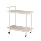 Two-Tier Wooden Serving Cart – Mobile Serving & Beverage Cart with White-Framed Shelves