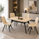 Modern Dining Table with 4 Chairs in Various Colors, Contemporary Design, and Sturdy Metal Legs, 130 cm