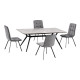 Modern Dining Table with 4 Chairs in Various Colors, Contemporary Design, and Sturdy Metal Legs, 130 cm