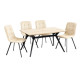 Modern Dining Table with 4 Chairs in Various Colors, Contemporary Design, and Sturdy Metal Legs, 130 cm